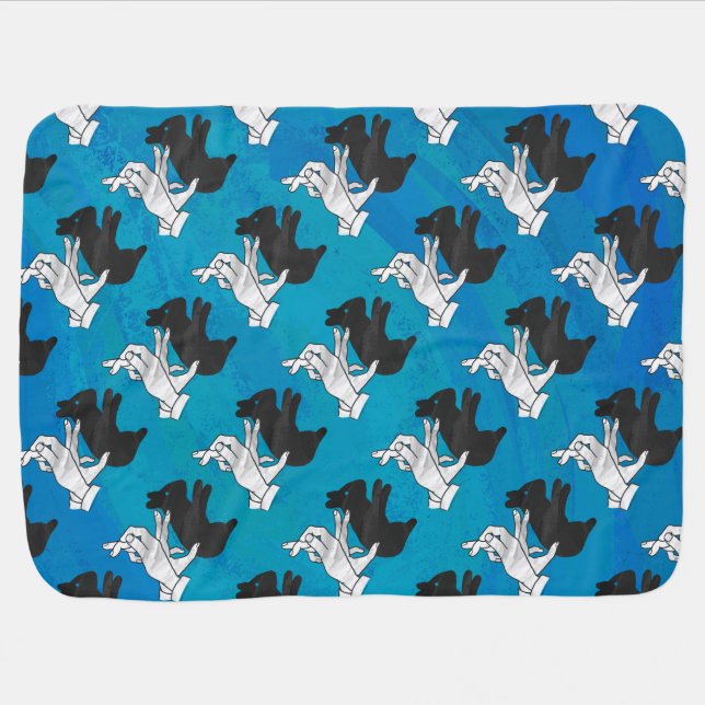 Shadow Rabbit On Blue Baby Blanket (Horizontal)