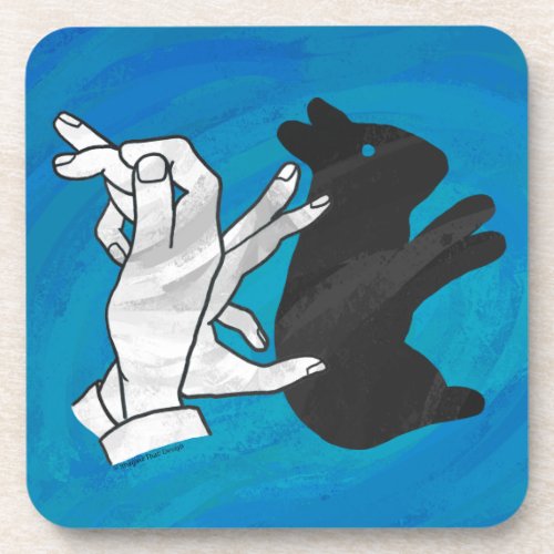 Shadow Rabbit On Blue Beverage Coaster