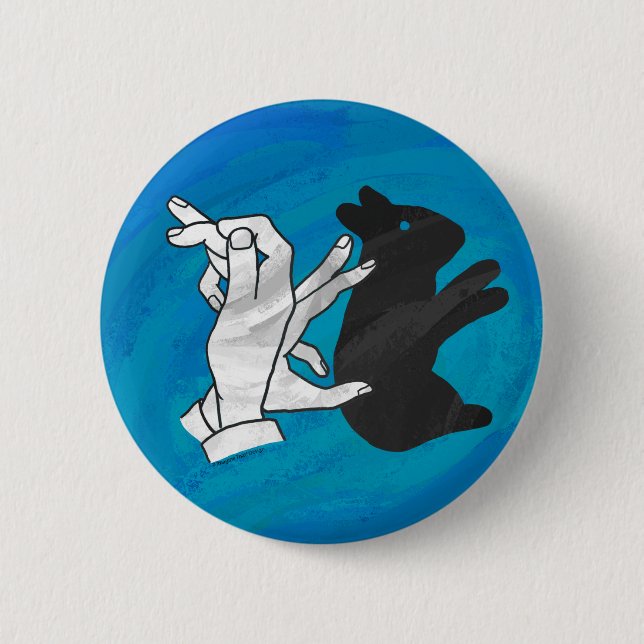 Shadow Rabbit On Blue Button (Front)