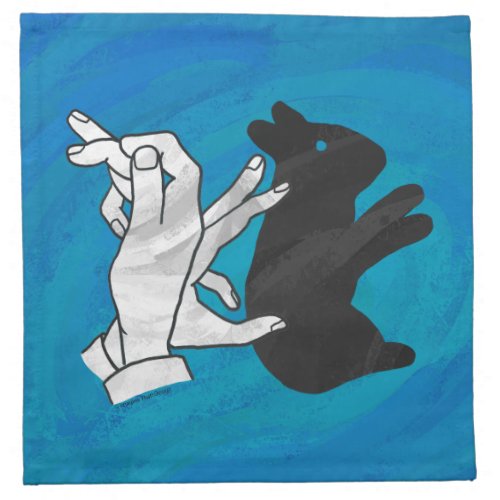 Shadow Rabbit On Blue Cloth Napkin