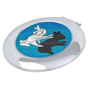 Shadow Rabbit On Blue Compact Mirror