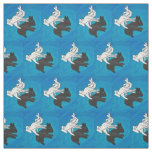 Shadow Rabbit on Blue Fabric