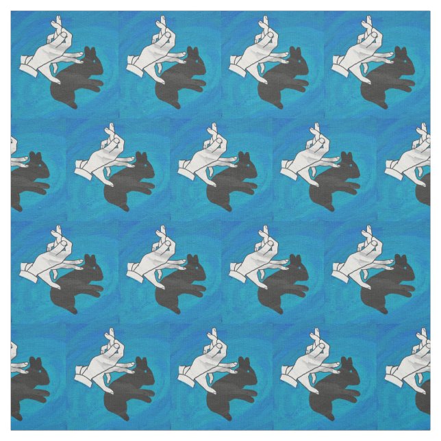Shadow Rabbit on Blue Fabric (Swatch)