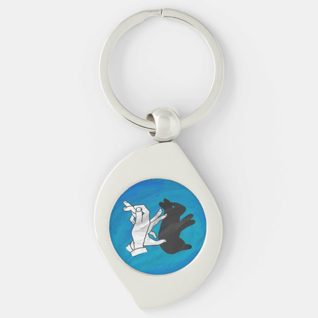 Shadow Rabbit On Blue Keychain (Front)