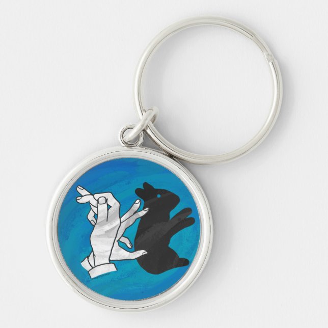 Shadow Rabbit On Blue Keychain (Front)