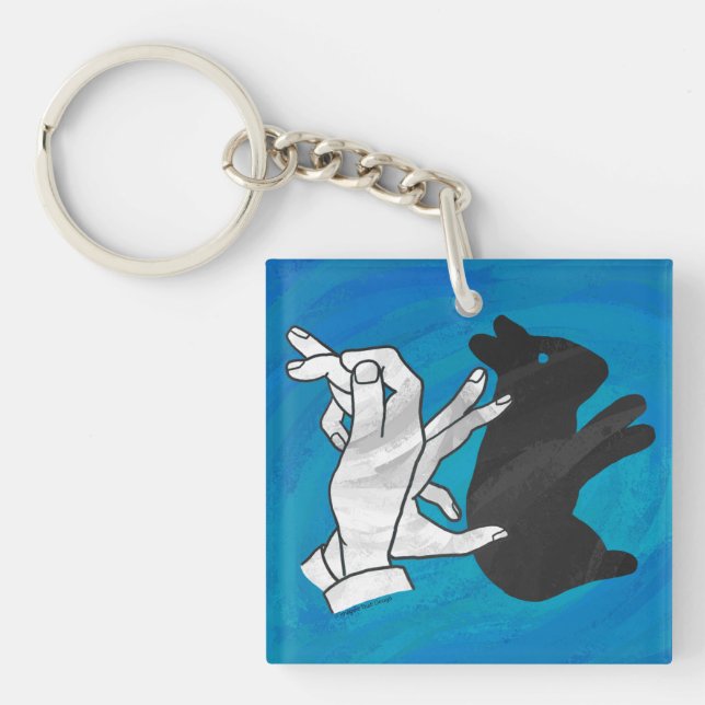 Shadow Rabbit On Blue Keychain (Front)