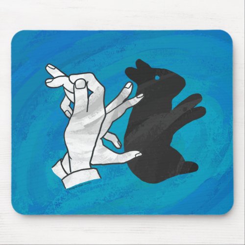 Shadow Rabbit On Blue Mouse Pad