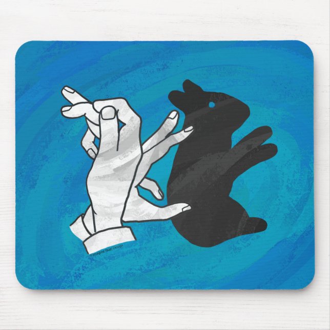 Shadow Rabbit On Blue Mouse Pad (Front)