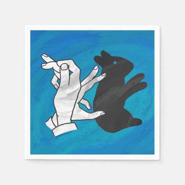 Shadow Rabbit On Blue Paper Napkins (Front)