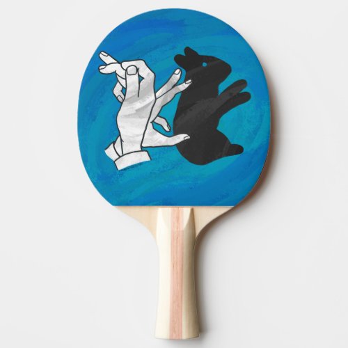 Shadow Rabbit On Blue Ping_Pong Paddle