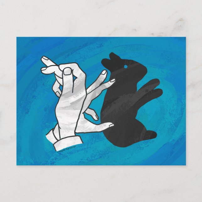 Shadow Rabbit On Blue Postcard (Front)