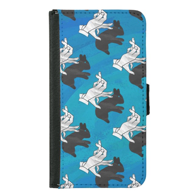 Shadow Rabbit on Blue Samsung Galaxy Wallet Case (Front)