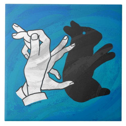 Shadow Rabbit On Blue Tile