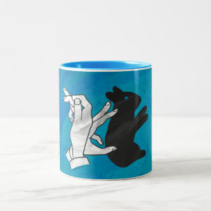 Shadow Rabbit On Blue Two-Tone Coffee Mug