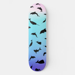 shadow rainbow fish shark whale on gradient ocean skateboard