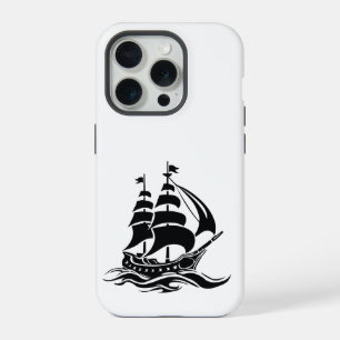 Shadow Sailing Ship – Vintage Ocean Illustration iPhone 15 Pro Case