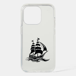 Shadow Sailing Ship – Vintage Ocean Illustration iPhone 15 Pro Case