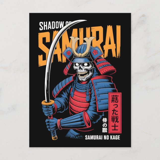 Shadow Samurai Skeleton Warrior in Blue Armor with Postcard (Front)