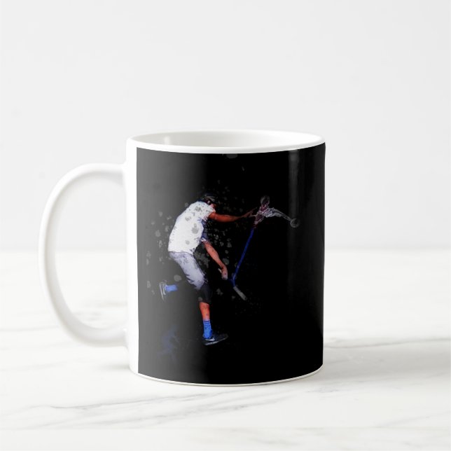 Shadow Scooting Trick Scooter Art Coffee Mug (Left)