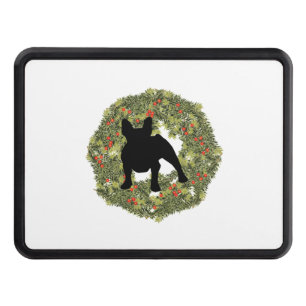 Shadow Silhouette French Bulldog in a Wreath Hitch Cover