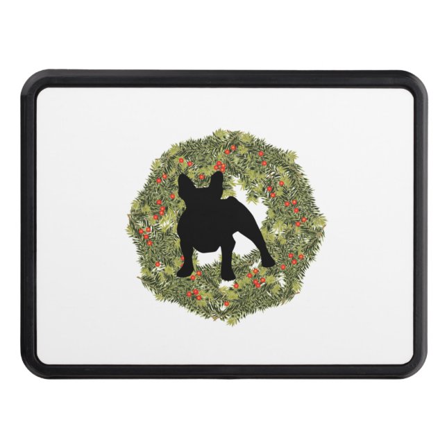 Shadow Silhouette French Bulldog in a Wreath   Hitch Cover (Front)