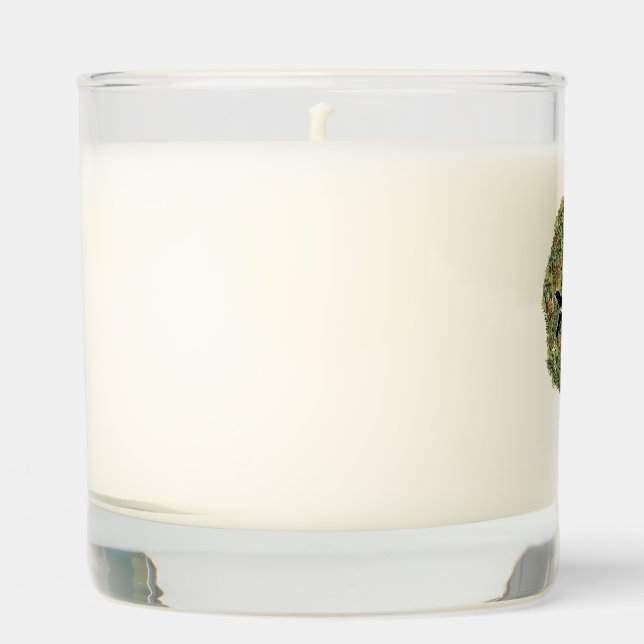 Shadow Silhouette German Shepherd Dog in a Wreath  Scented Candle (Front)