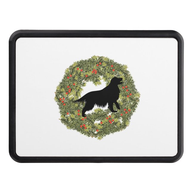 Shadow Silhouette Golden Retriever Dog in a Wreath Hitch Cover (Front)
