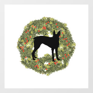 Shadow Silhouette McNab Dog in a Wreath Wall Decal