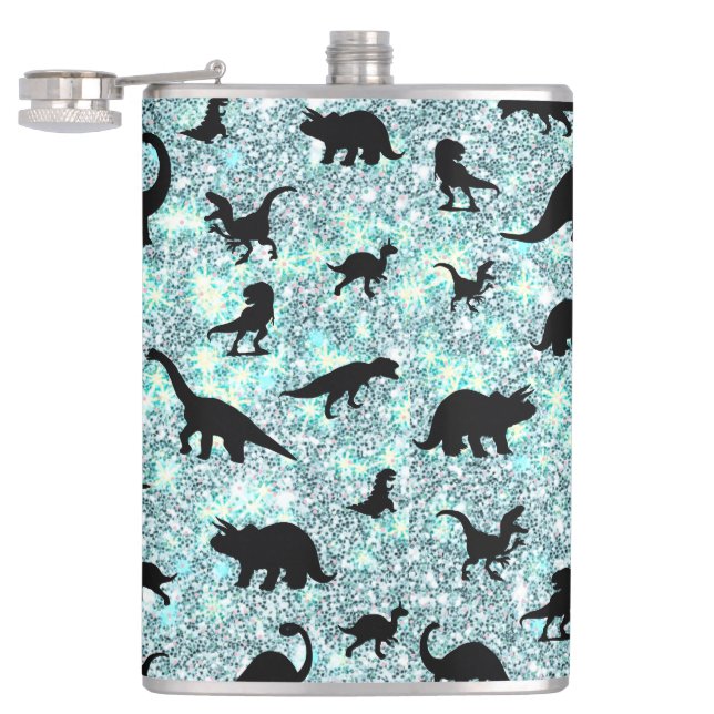 shadow T-rex dinosaur on gradient galaxy Flask (Opened)