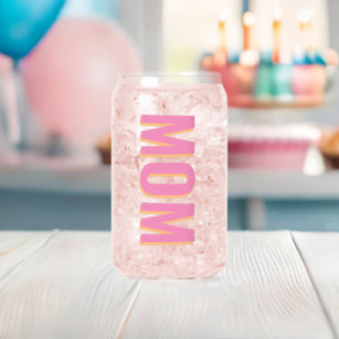 Shadow Text Customizable Mom  Can Glass