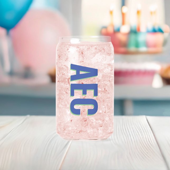 Shadow Text Three Initial Modern Monogram Can Glass (Insitu (Baby Shower))