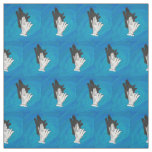 Shadow Wolf on Blue Fabric