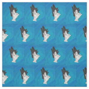 Shadow Wolf on Blue Fabric