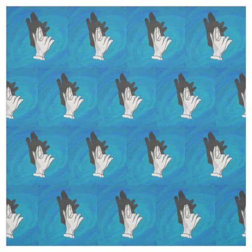 Shadow Wolf on Blue Fabric