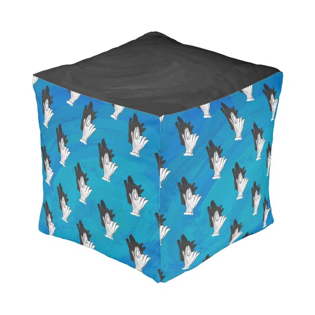 Shadow Wolf on Blue Pouf (Angled Back)