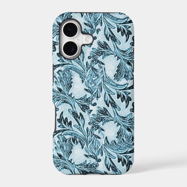 Shadowed Blue Leaves Iphone Case (Back)