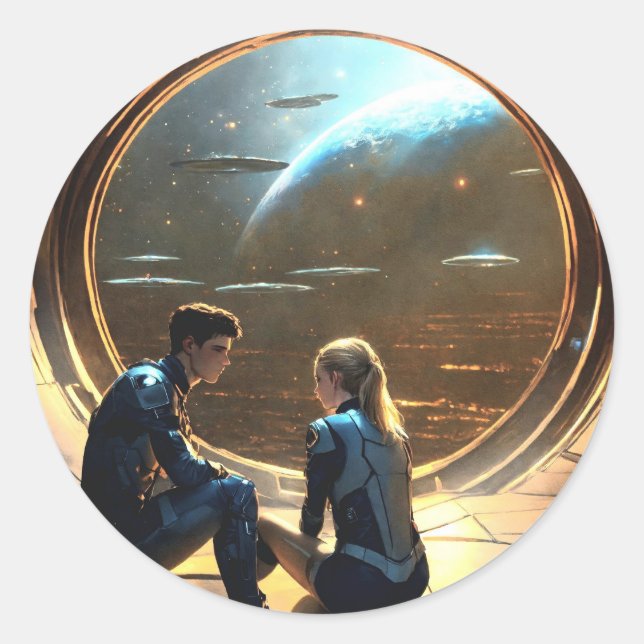 Shadowed Embrace Round Sticker (Front)