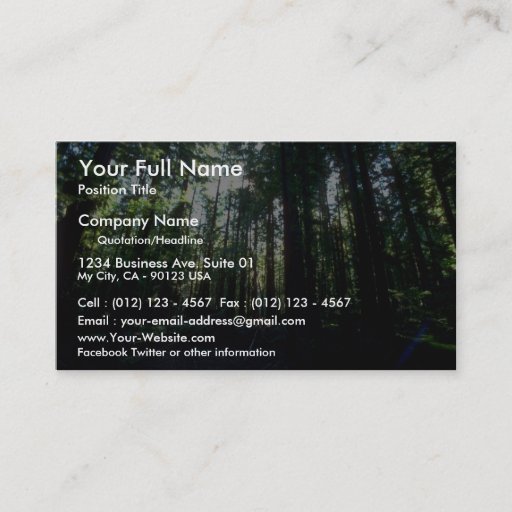 Customizable Shadowed grove from the Forest Business Card Template