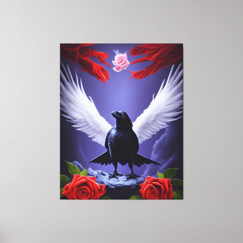 Shadowed Majesty The Ravens Ominous Embrace Canvas Print
