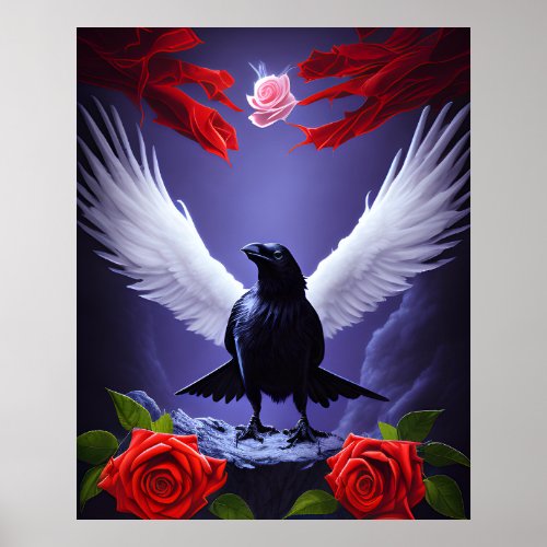 Shadowed Majesty The Ravens Ominous Embrace Poster