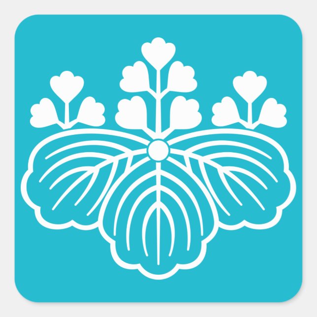 Shadowed paulownia with 5&3 blooms square sticker (Front)