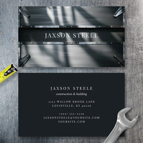 Shadowed Steel Industrial Professional Business Card