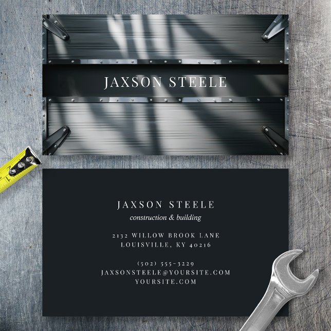 Shadowed Steel Industrial Professional  Business Card (Creator Uploaded)