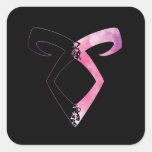 Shadowhunters rune - hakf silhouette (pink water) square sticker