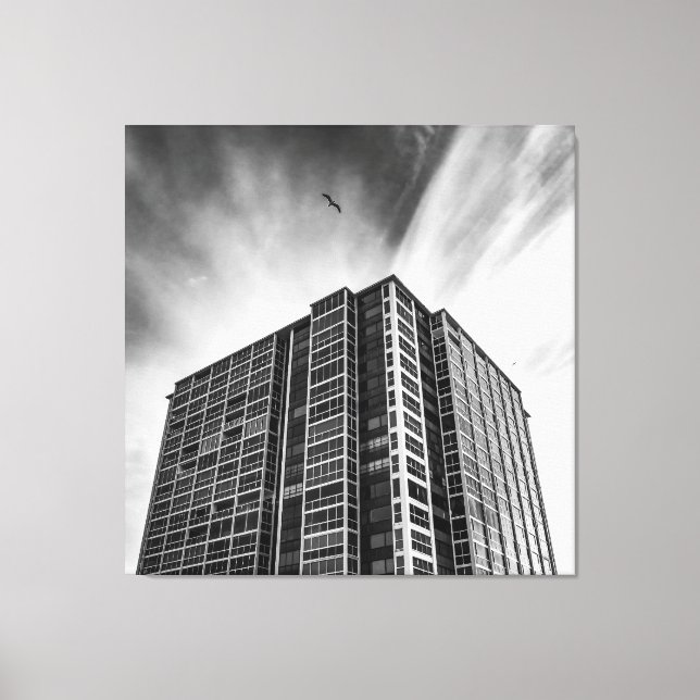 Shadows and Steel: The Silent Giant in the City Canvas Print (Front)