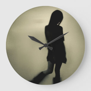 Shadows Dancing on the Wall of Darkness Large Clock