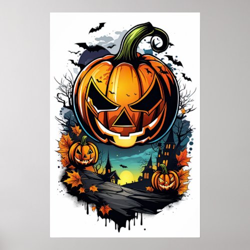 Shadows of Haunt Scary Pumpkin Poster
