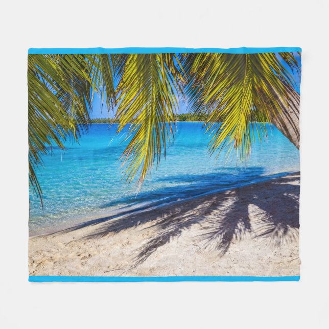 Shadows on the beach fleece blanket (Front (Horizontal))