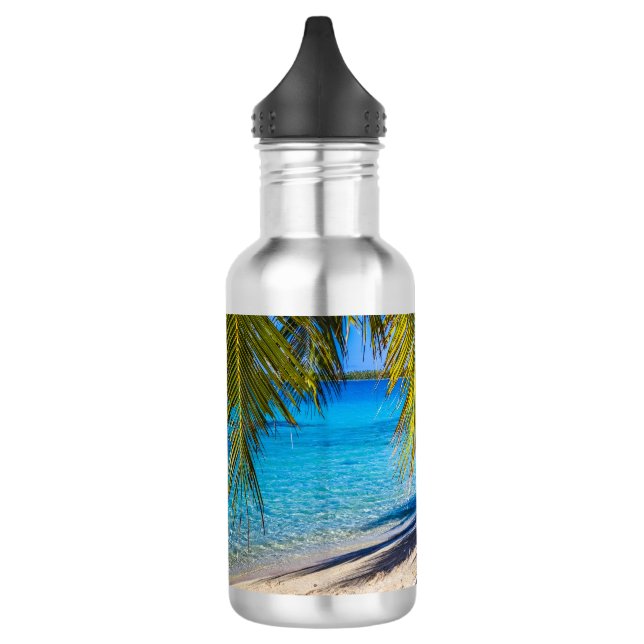 Shadows on the beach stainless steel water bottle (Left)
