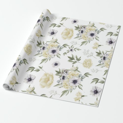 Shady_Chic Watercolor Flowers Pattern Wrapping Paper